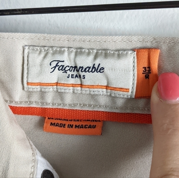 MEN'S Faconnable Modele F40 Khaki Pants 33R - Picture 3 of 11